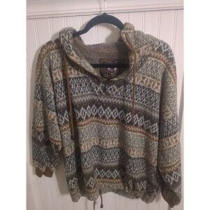 Vintage 90s Men's French Country Express 1/4 Zip Hoodie Top Southwest Aztec sz M
